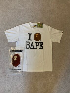 Bape White 'I BAPE' Tee with Brown Ape Logo
